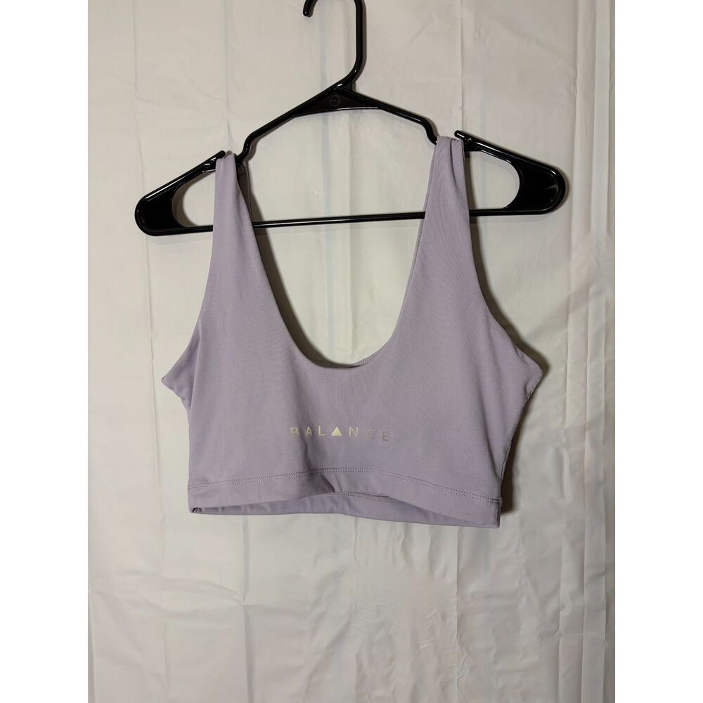 Balance Athletica Womens Size Large Lilac Purple Scoop Neck Crop Sports Bra